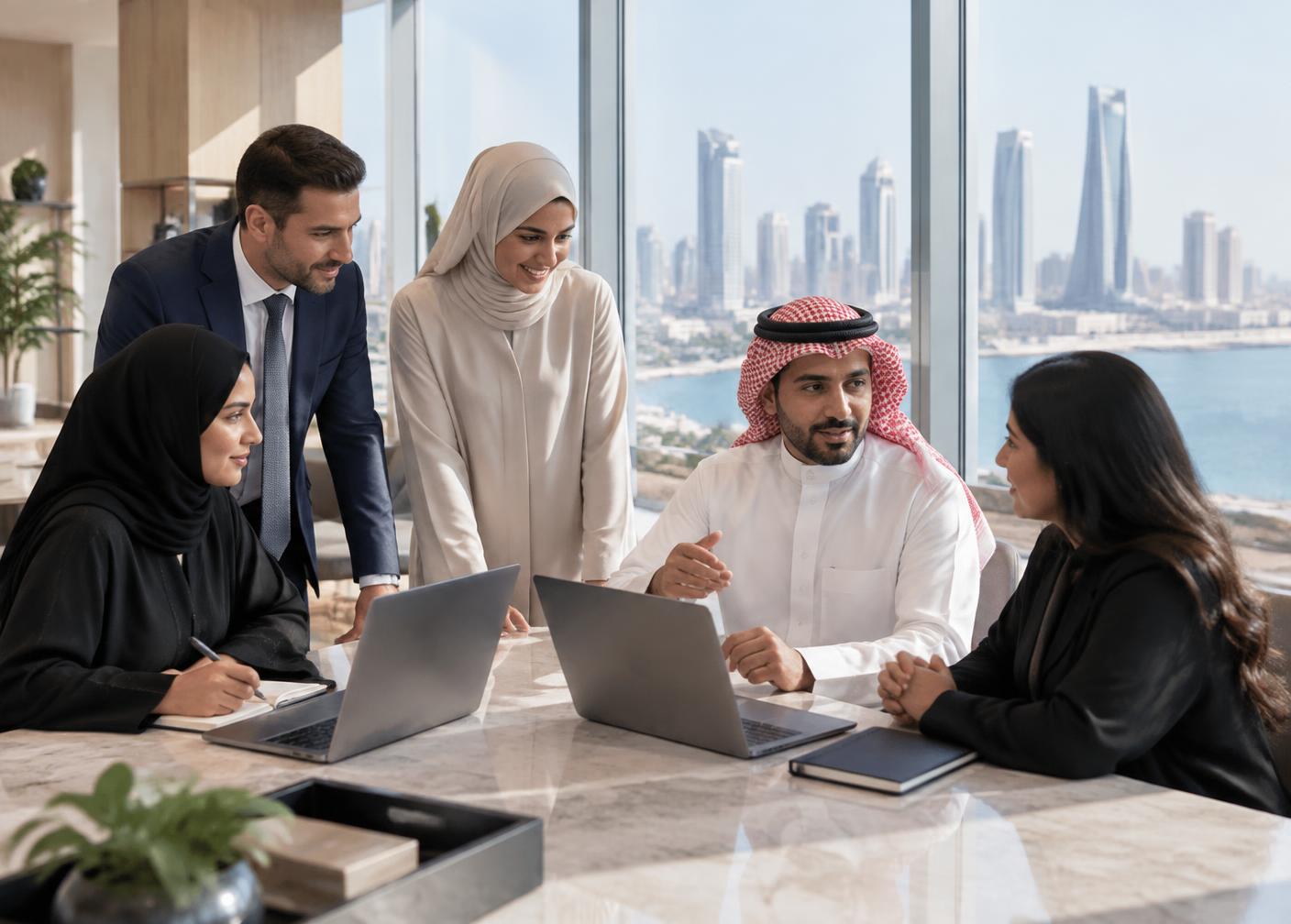 Bahraini and international professionals working together